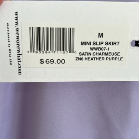 WEWOREWHAT Fairy Core Heather Lavender Satin Charmeuse Mini Slip Skirt Size M - Picture 3 of 6